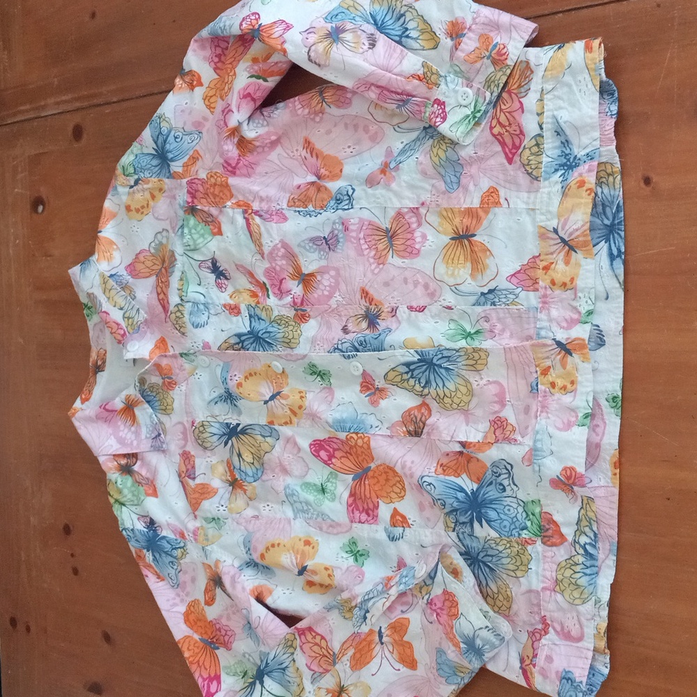 Alfred Dunner Multicolor Butterfly Embroidered Eyelet Shacket 16 (XL)